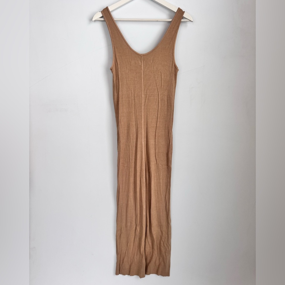 Enza Costa Maxi Silk Blend Ribbed Jersey Tank Dress in Tan Size Large - Picture 6 of 10